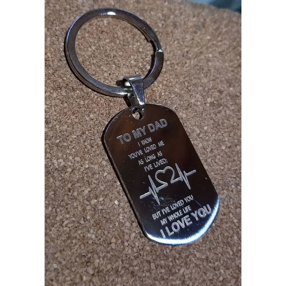Stainless Steel Dad Gift Keychain